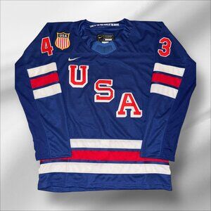 QUINN HUGHES TEAM USA 2026 OLYMPIC BLUE JERSEY NIKE DRI-FIT